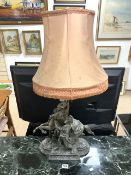 VINTAGE SPELTER HORSE AND HANDLER TABLE LAMP 92CM