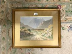 J.W. CAREY 1928 (IRELAND) SIGNED WATERCOLOUR - THE GOLDEN GATE MOUNTAINS OF MOURNE FRAMED AND GLAZED