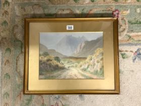 J.W. CAREY 1928 (IRELAND) SIGNED WATERCOLOUR - THE GOLDEN GATE MOUNTAINS OF MOURNE FRAMED AND GLAZED