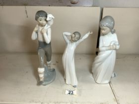 THREE CERAMIC NAO FIGURINES LARGEST 27CM