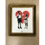 BANKSY STYLE LIMITED EDITION SIGNED PRINT 24/50 FRAMED AND GLAZED 61 X 71CM