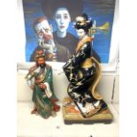 TWO CERAMIC PORCELAIN CHINESE AND JAPANESE FIGURES LARGEST A/F 72CM