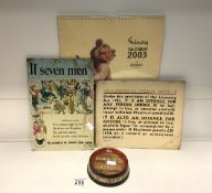 GUINNESS RELATED ITEMS, ASHTRAY; 2003, CALENDAR ADVERTISING SIGN AND PROHIBITIED SIGN