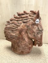 LARGE CERAMIC STATUE OF A HORSE'S HEAD A/F (BROKEN PART OF THE MANE ONLY) 66CM