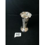 LATE VICTORIAN HALLMARKED SILVER EMBOSSED TRUMPET-SHAPED VASE, CHESTER DATED 1900 BY JAMES