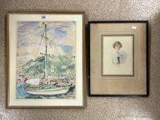 TWO PENCIL WATERCOLOURS BY MARY BARTON BOTH FRAMED AND GLAZED LARGEST 62 X 50CM