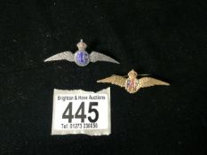 TWO SWEETHEART RAF BROOCHES ONE BEING STERLING SILVER