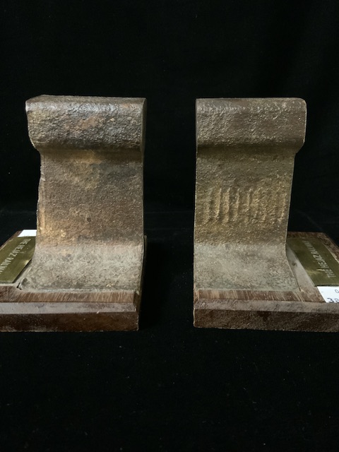 PAIR OF BOOKENDS FROM THE HEJAZ RAILWAY BLOWN UP BY LAWRENCE OF ARABIA IN 1917 THESE WERE ORIGINALLY - Image 3 of 4