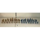 BLUE AND BROWN WADE CERAMIC CHESS PIECES