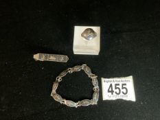 NEILLO SILVER RING AND BRACELET AND TIE PIN