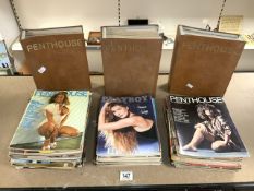 THREE PORTFOLIOS OF VINTAGE PENTHOUSE ADULT MAGAZINES WITH LOOSE ONES INCLUDES MAYFAIR, PLAYBOY