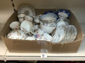 QUANTITY OF MIXED CHINA INCLUDING ART DECO TAMSWARE (MAY TIME), FLORAL GILT DECORATION, TEACUPS,