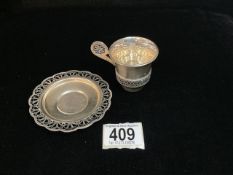1960s CUP AND SAUCER MADE FROM ALLOY AND COPPER