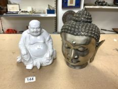 METAL AND CERAMIC BUDDHA'S 28CM