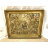 FRAMED AND GLAZED TAPESTRY WORK OF A CLASSICAL SCENE 90 X 76CM