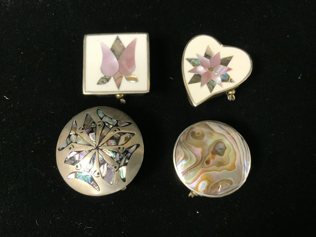 FOUR MEXICAN WHITE METAL (WITH ABALONE) INLAID PATCH BOXES - Image 2 of 5
