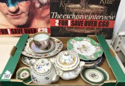 MIXED CHINA INCLUDES SHELLEY TEAPOT WITH 19TH-CENTURY PLATES