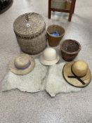 MIXED ITEMS, INCLUDES BASKETS AND A VINTAGE BACCARAT HAT