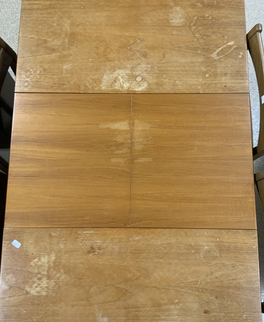 MID-CENTURY MODERN TEAK EXTENDING DINING TABLE WITH SIX MATCHING CHAIRS - Image 6 of 8