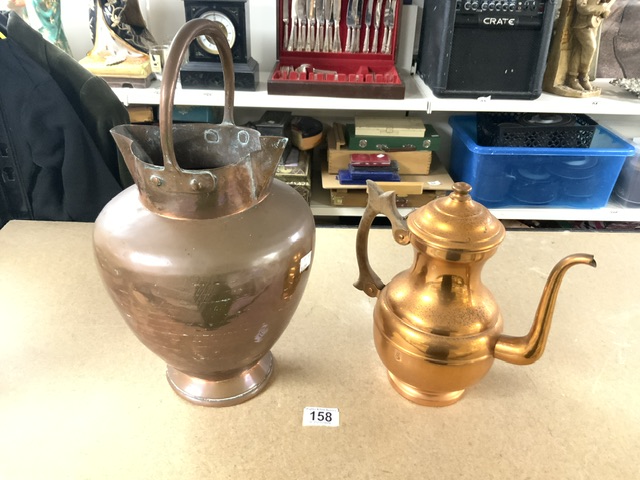 LARGE VICTORIAN COPPER JUG WITH ONE OTHER