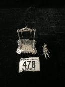 DUTCH HALLMARKED SILVER MODEL OF A GIRL ON A SWING WITH EMBOSSED RECTANGULAR BASE, IMPORT MARKS