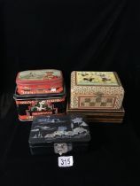 MIXED VINTAGE AND ANTIQUE BOXES INCLUDES MOTHER OF PEARL AND MORE