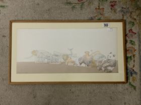 MICHAEL FOREMAN 1938 (ENGLAND) WATERCOLOUR DRAWING SIGNED AND DATED 1975 IN PENCIL FRAMED AND GLAZED