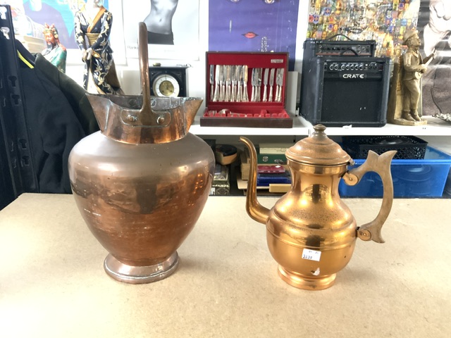 LARGE VICTORIAN COPPER JUG WITH ONE OTHER - Image 2 of 4