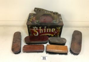 VINTAGE SHOE SHINE BOX WITH BRUSHES