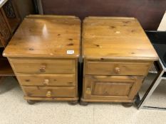 TWO MODERN PINE BEDSIDE CHESTS