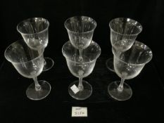 SIX LALIQUE BARSAC RED WINE GLASSES SIGNED TO BASE 16CM