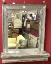 VINTAGE GREY PAINTED WOODEN MIRROR 55 X 63CM