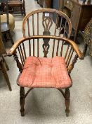 VICTORIAN ELM AND ASH WINDSOR ARMCHAIR