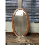 VINTAGE OVAL SHAPED BEVELLED WALL MIRROR 74 X 42CM
