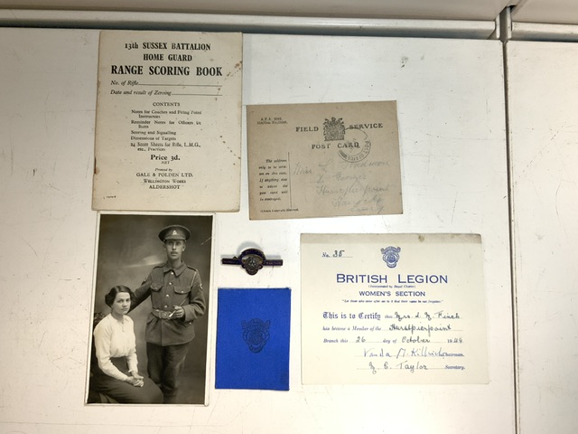 MR AND MRS FINCH LOCAL EPHEMERA INCLUDES HOME GUARD, 13TH SUSSEX BATTALION SCORING BOOK, WWI EPHEMRA - Image 4 of 7
