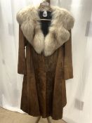 FULL-LENGTH HIDE AND FUR COLLAR COAT FROM BRADLEYS SIZE 10-12