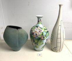 THREE PIECES OF STUDIO POTTERY; MINK LONG, PAULA ALMEIDA AND ONE OTHER.