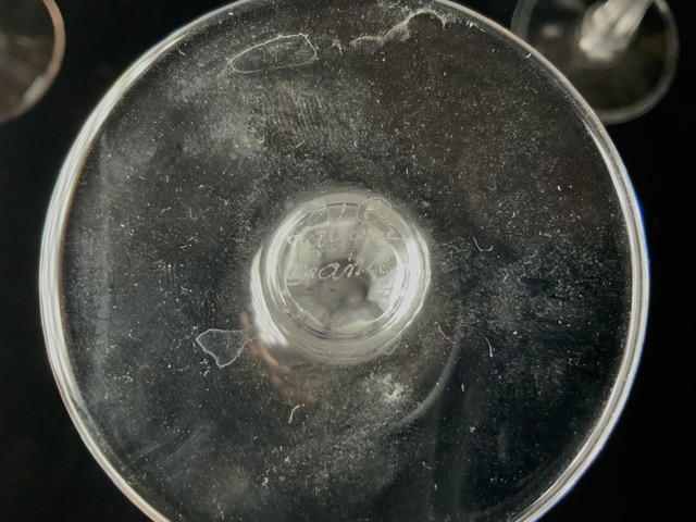 SIX LALIQUE BARSAC SHERRY GLASSES SIGNED TO BASE 15CM - Bild 4 aus 4