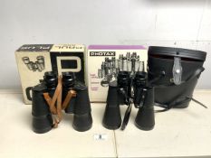 TWO PAIRS OF BINOCULARS, PLUS AND PHOTAX BOTH WITH ORIGINAL BOXES.