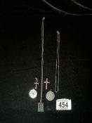 925 SILVER PENDANTS X 2 WITH CHAINS AND PENDANTS