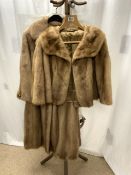 FULL-LENGTH FUR COAT FULLY LINED AND BELT 14-16 WITH A SHORT FUR COAT 12-14