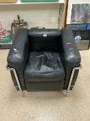 BLACK LEATHER AND CHROME CHAIR