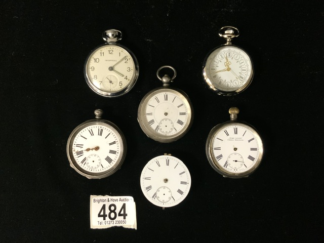 THREE HALLMARKED SILVER POCKET WATCHES WITH THREE OTHERS ALL A/F