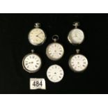 THREE HALLMARKED SILVER POCKET WATCHES WITH THREE OTHERS ALL A/F