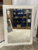 ORNATE WHITE PAINTED FRAMED BEVELLED WALL MIRROR 62 X 86CM