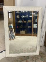 ORNATE WHITE PAINTED FRAMED BEVELLED WALL MIRROR 62 X 86CM