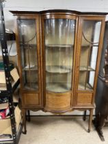 EDWARDIAN LARGE DISPLAY CABINET WITH A SERPENTINE FRONT 108 X 179CM