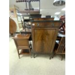ANTIQUE CABINET BOWFRONTED WITH TOP DRAWER ALSO BEDSIDE CHEST BOTH IN MAHOGANY