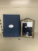 HALLMARKED SILVER PHOTO FRAME BY ROBERT CARR OF SHEFFIELD DECORATED WITH SWAGS AND TAILS, 24.5 X
