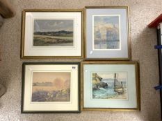 FOUR WATERCOLOURS SOME SIGNED (J LONGFIELD 1893) LARGEST 53 X 43CM